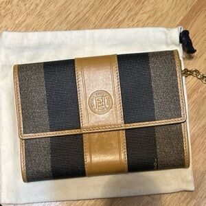 RARE! Fendi Denim Card holder wallet with keychain